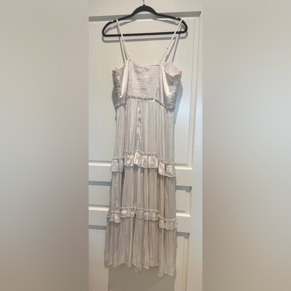 AQUA Satin Bustier Midi Dress - Pearl - Size L - Picture 5 of 7